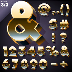 Golden 3D Alphabet Set Vector Image