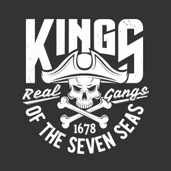 jolly roger pirate flag t-shirt print with skull Vector Image