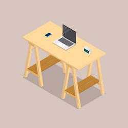 office table workspace in isometric view vector image
