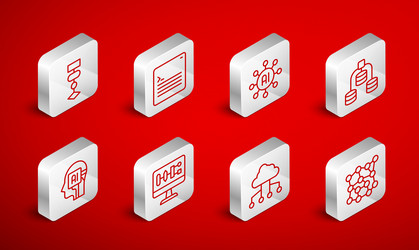 set line neural network web developer programming vector image