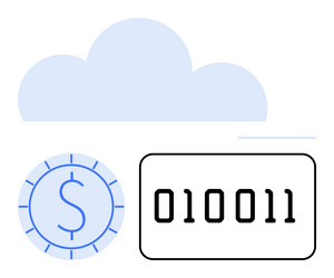 digital currency with binary code under cloud vector image
