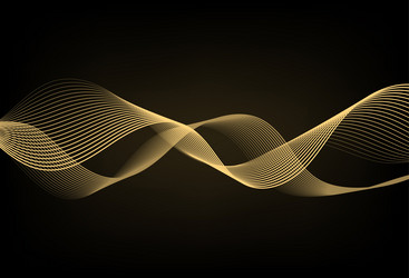 gold abstract dynamic line wavy glowing vector