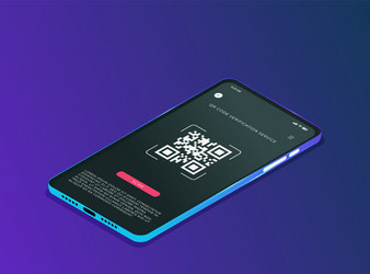 Qr code verification service web banner isometric vector