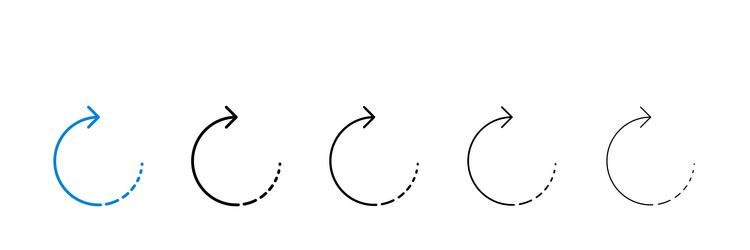 rotate right icons in five different stroke sizes vector image