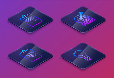 set isometric line document clipboard with graph vector image