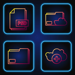 set line add cloud document folder psd file vector image