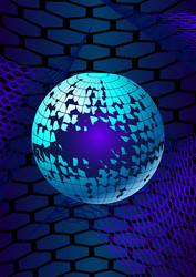 broken ball over the hexagonal grids vector image