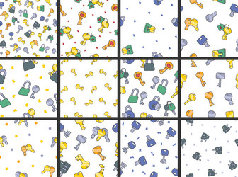 different keys with keychain seamless pattern vector image