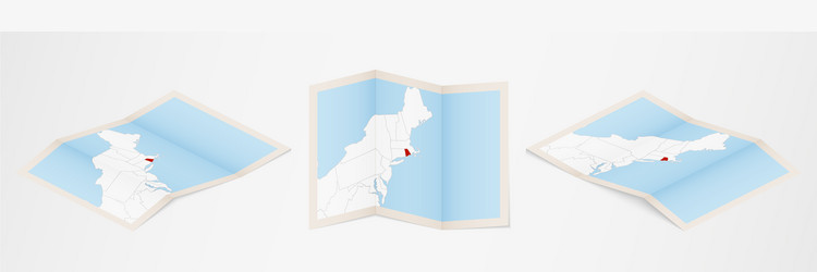 folded map rhode island in three different vector image