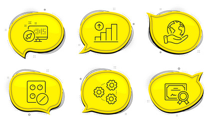 graph chart gears and web system icons set vector image