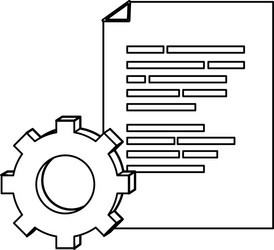 outline document with programming code vector image