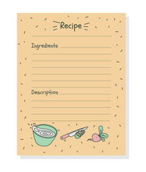 recipe sheet template with empty space vector