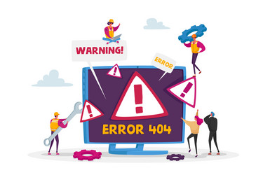 website error 404 page with tiny characters vector