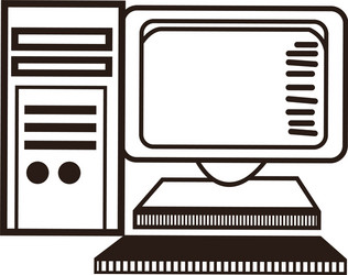 Computer monitor keyboard processor tower image vector