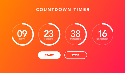 Flat digital clock timer countdown for website vector