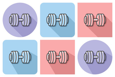 Outlined icon of dumbbell with parallel vector