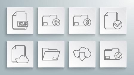 set line cloud storage text document add new vector image