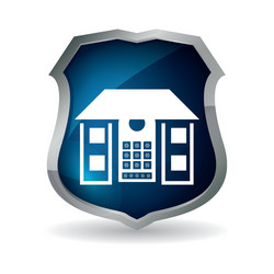 Blue home security control code button vector