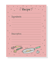 Recipe book page template with copy space for text vector