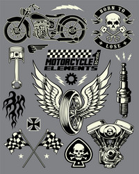 Vintage Motorcycle Elements Collection Vector Image