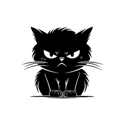 cute angry black cat furious kitten vector