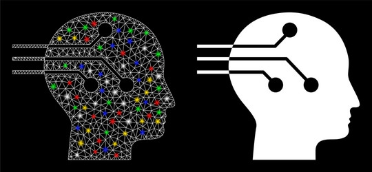 flare mesh 2d brain interface icon with vector image