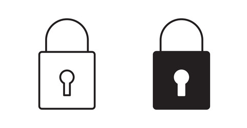 lock icon set in thin line for web vector image