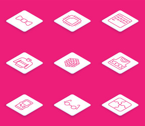 set line bow tie processor with cpu binary code vector image