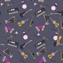 Seamless pattern with different music instruments vector