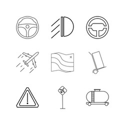 Transport and transportation linear icon set vector