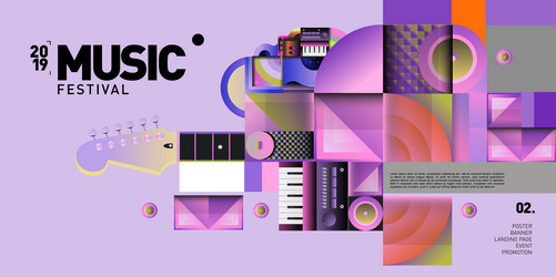 colorful music festival for event banner vector