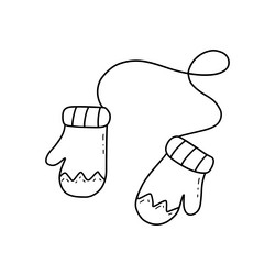 Cute warm cozy mittens doodle isolated vector