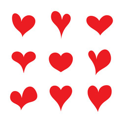 Red Heart Shape Set - Flat Icons Vector Image