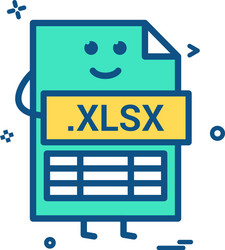 Computer xlsx file format type icon design vector