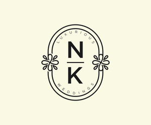 Nk initials letter wedding monogram logos Vector Image