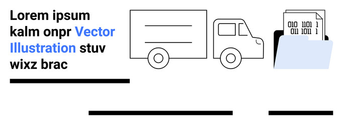 truck icon with file folder and binary code vector image
