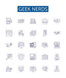 geek nerds line icons signs set design collection vector image