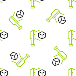 line 3d scanner with cube projection icon isolated vector image