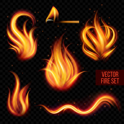 painted transparent fire on a black background vector