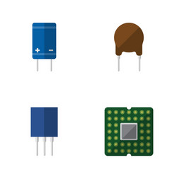 Flat icon device set of triode unit transistor vector