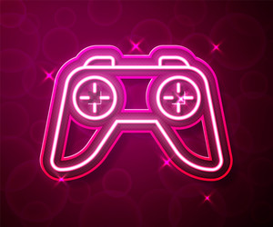 glowing neon line game controller or joystick vector image