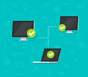 Network connection between computers vector