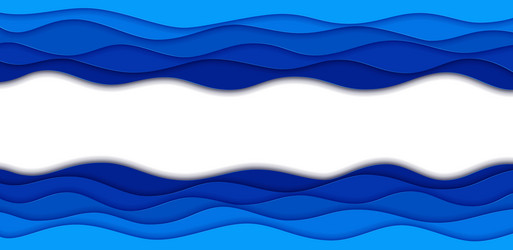 Paper cut sea waves frame with wavy shapes Vector Image