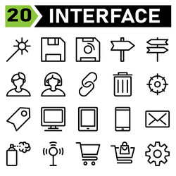 web interface icon set include wand app magic vector image
