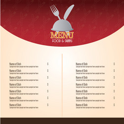 colored menu design with text and icons vector image