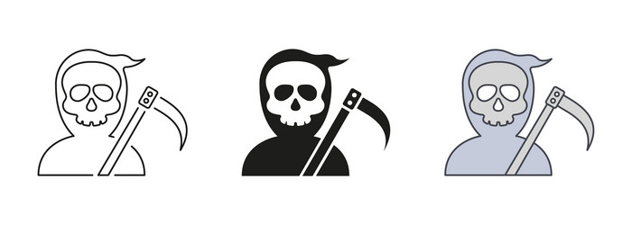 Grim reaper halloween character line vector