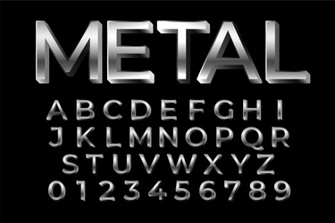 Metallic 3d text effect alphabets and numbers vector