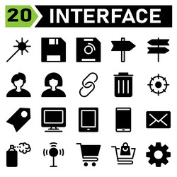 web interface icon set include wand app magic vector