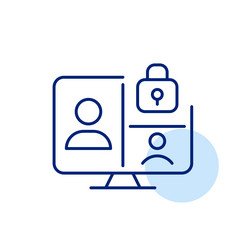 computer monitor group call and lock protected vector image