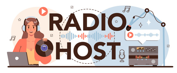 Radio host typographic header idea of news vector